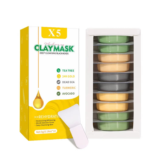Revitalize Your Skin with Our 5G*10Pcs Deep Cleansing Mud Mask Set - Moisturizing Rose, Turmeric & Avocado Infusion