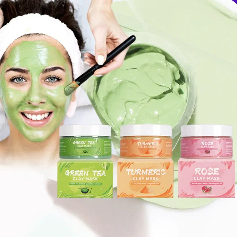 Revitalize Your Skin with Our Turmeric Green Tea Rose Avocado Facial Mask - Moisturizing, Blackhead Removal & Whitening Treatment